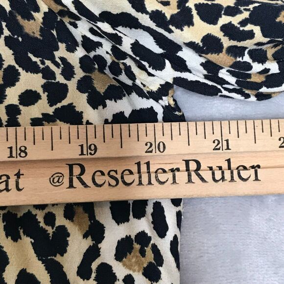 GAP Top Womens Small Leopard Print 3/4 Sleeve Button Shoulder Round Neck High Lo - Picture 7 of 9